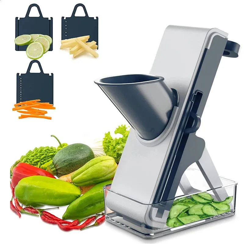 5 In 1 multifunctionele groentesnijder versnippers Slicer met mand fruit aardappel hakselaar wortel rooster mandoline 240325