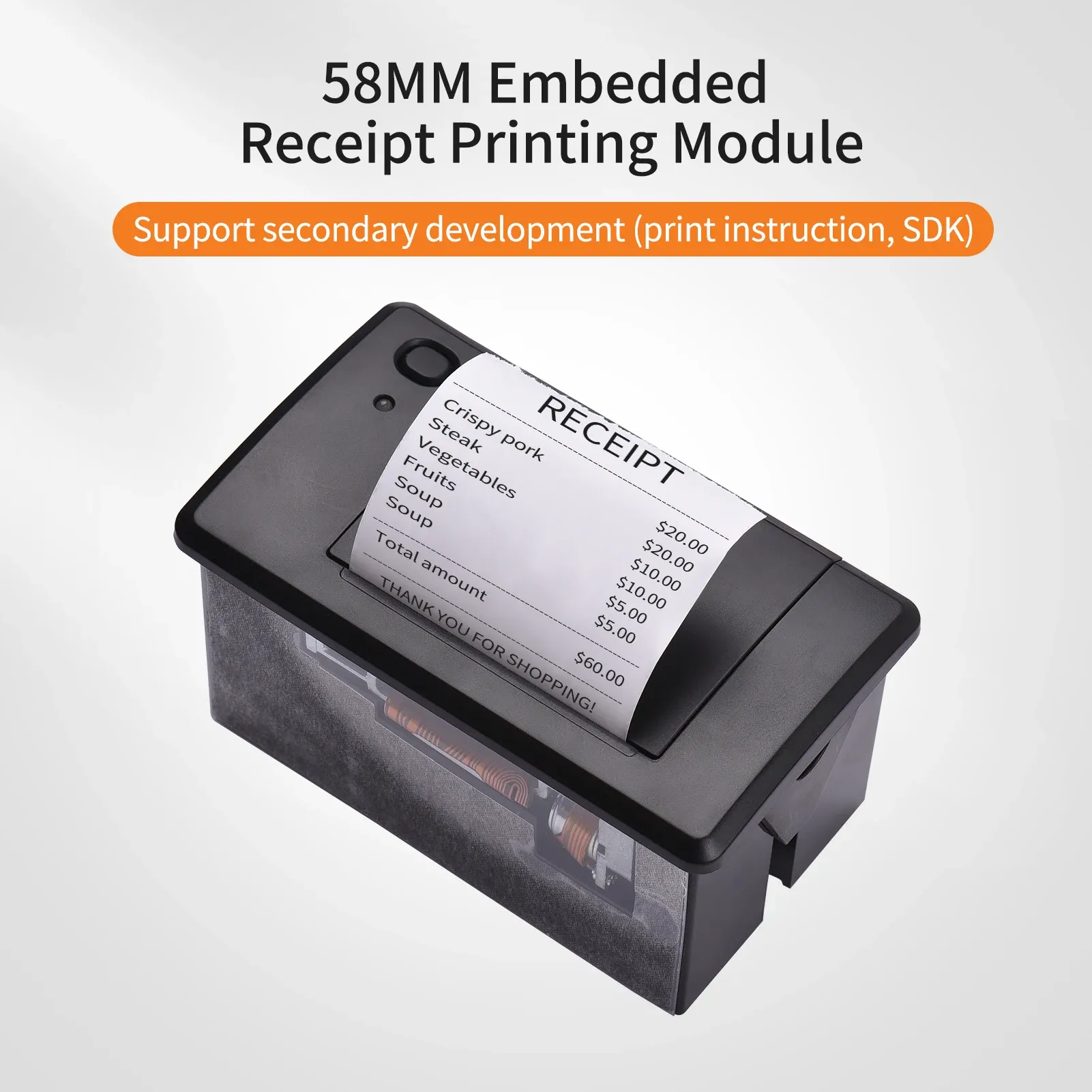 Printers 58MM Embedded Thermal Receipt Printer Portable Printing Module Low Noise with USB/RS232/TTL Serial Port Support ESC/POS Commands