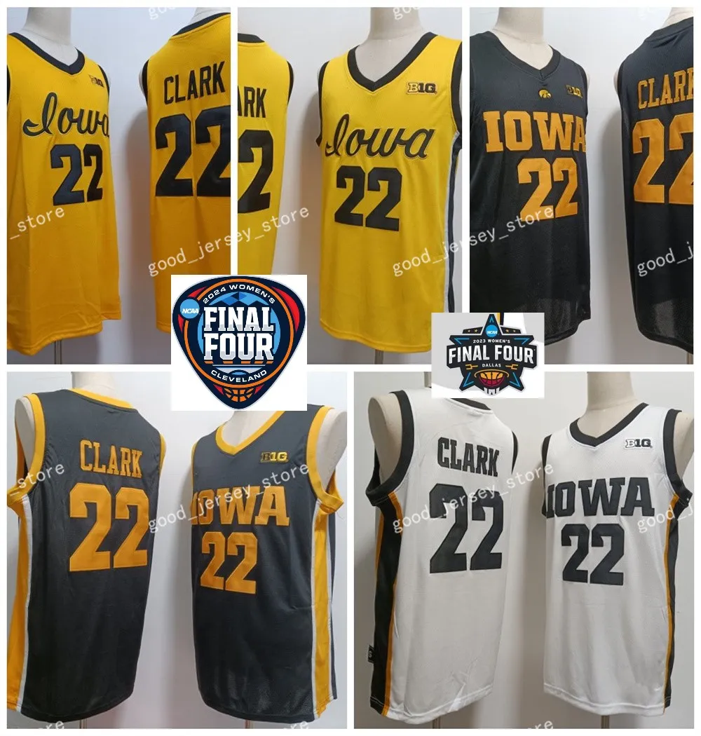 2024 Nieuwste stijl NCAA College Iowa Hawkeyes Basketball Jersey NCAA College 22 Caitlin Clark Men Women Youth 2024 Finale vier goed