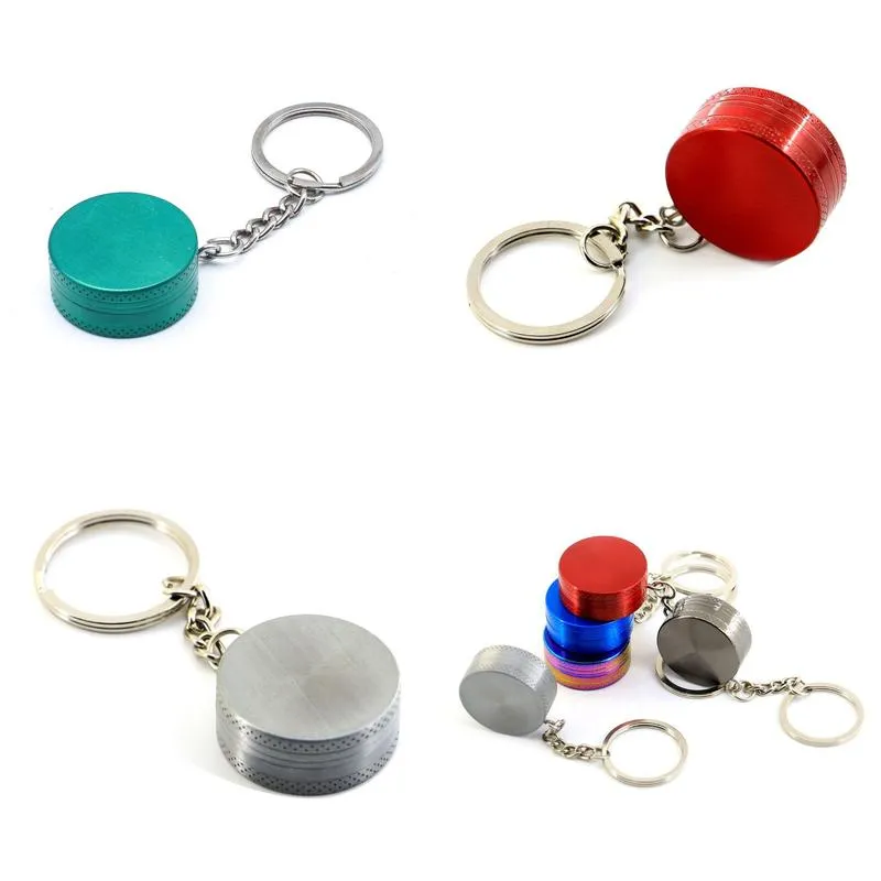 Herb Grinder Mini Zinc Alloy Keychains Tobacco 2 Layers 30Mm Grinders Keychain Portable Smoking Pipe Accessories Drop Delivery Home Ga Dhkeb