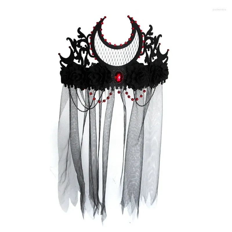 Party Levering Black Veil Gotic Headwar Halloween Day of the Death Headband