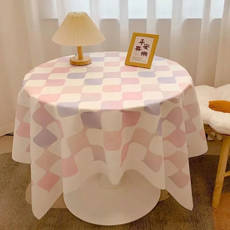 Table Cloth Checkerboard Plaid Round Tablecloth Light Luxury Premium Sense Of Dining Art Coffee Pads Desk Cloths