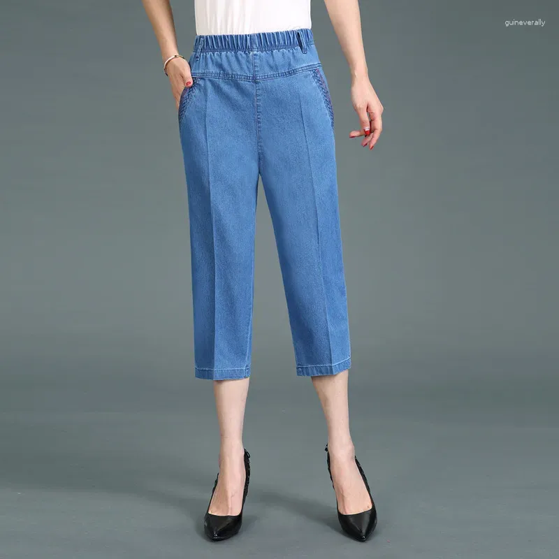 Damesjeans Casual Capris vrouwelijke zomer vrouwen kalf lengte denim broek moeder hoge taille Jean voor vrouw mujer