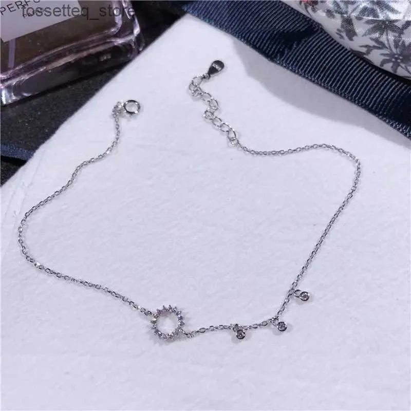 Tornozeletes designer simples todos os círculos correspondentes no tornozelo real 925 Sterling Silver Women Anklet L46