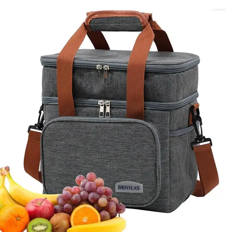 Bolsas de almacenamiento Almuerzo para hombres Mens Lunchbox Box Aislamiento Bag Múltiples bolsillos Doble capa impermeable Escuela de picnic