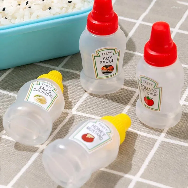 Bottiglie di stoccaggio 2 pezzi Mini stagione bottiglia di salsa di salsa portatile Tesoro insalata di ketchup Contenitore per barattoli da cucina bento per il pranzo box da pranzo