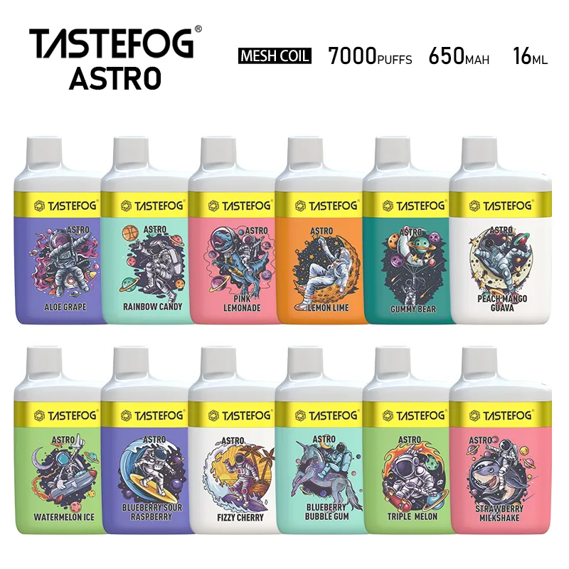 Factory en gros en gros Dergable E Cigarette Tastefog Astro Vapes jetables 7000 bouffées