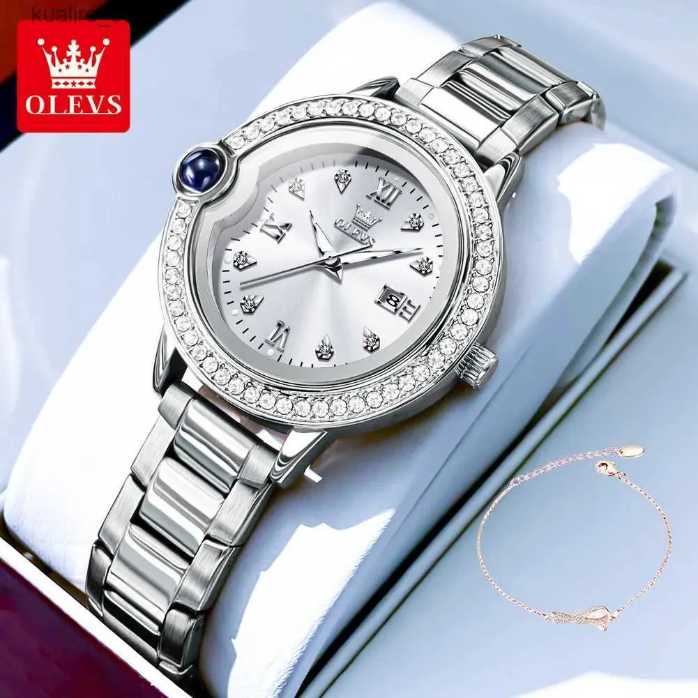 الساعات النسائية Olevs 5588 New Womens Elegant ES التقويم المقاوم للماء الكوارتز الفاخرة للنساء Diamond Love Dial Hand Clock L240402