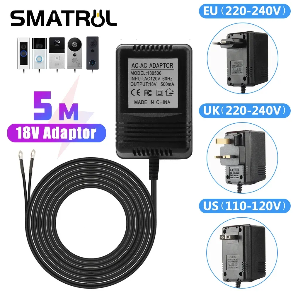 CPUS UK UK AB fişi 18V AC Transformatör Şarj Cihazı Kablosu WiFi Kablosuz Kapı Zili Kamera Güç Adaptörü IP Video İntercom Ring 110V 220V