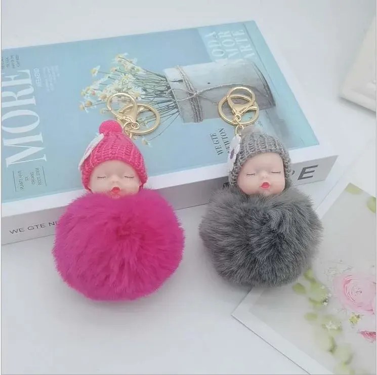 key ring Cute doll hair ball keychain bag pendant car ornaments cartoon plush