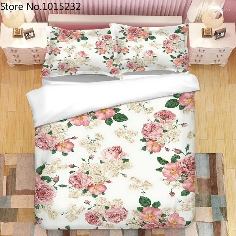 Bedding Sets Spring Flowers 3D Printed Set Duvet Covers Pillowcases Comforter Bedclothes Bed Linen