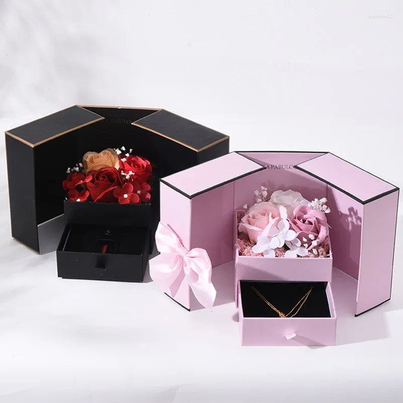 Present Wrap Creative Eternal Flower Box Romantic Necklace Armband smycken Fodral Bröllop Birthday Party Memorial Day Propoal Ring Boxes