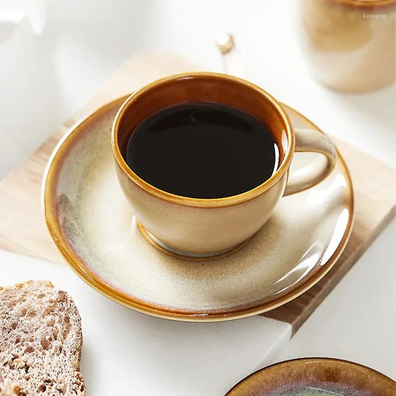 Cups Saucers kreative Kaffee Keramik Schöne Frühstück Espresso Tassen handgefertigt Nachmittagstee Tazas Desayuno Originales Tasse Set