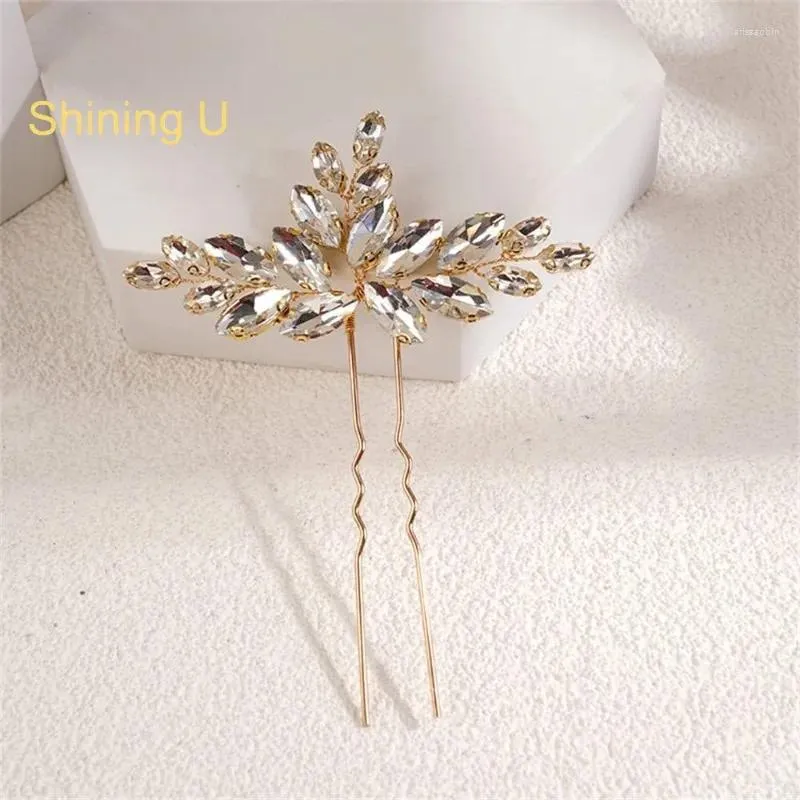 Clips de cabello que brillan U Rhinestone Forma Fashion Accesorio de novia Boda 2 PCS