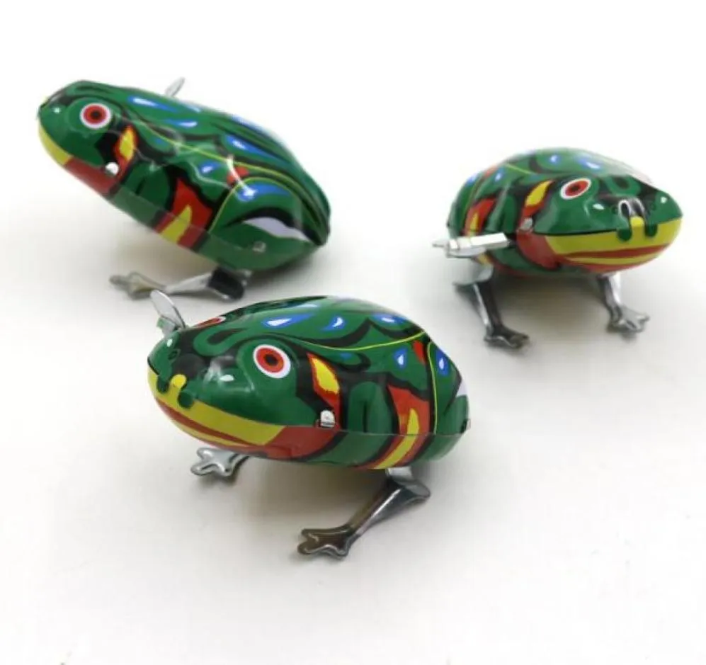 Kids Classic Tin Wind Up Clockwork Toys Jumping Frog Vintage Toy for Boys Education YH7114930684