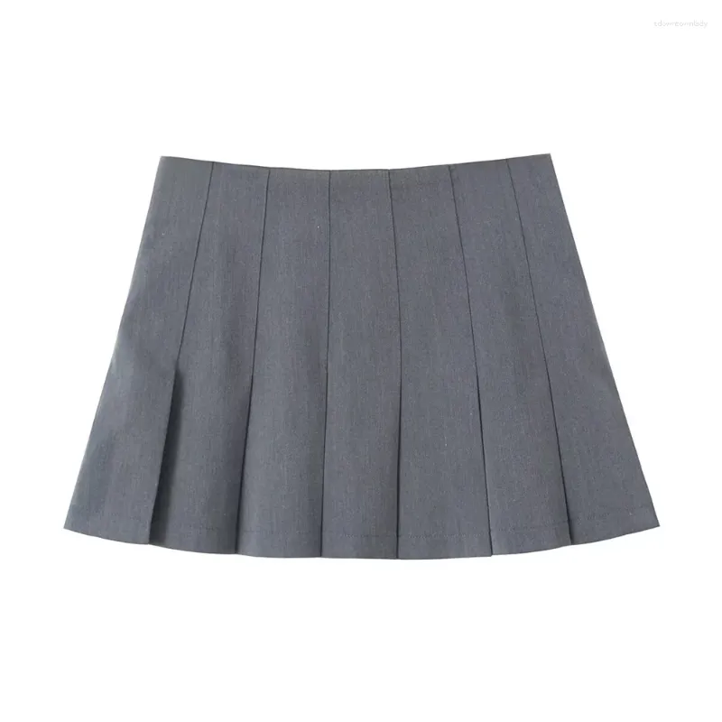 Skirts Zach Ailsa Spring Women's Fashion Casual Slim Fit Wide Pleated Zipper Decoration Mini Skirt