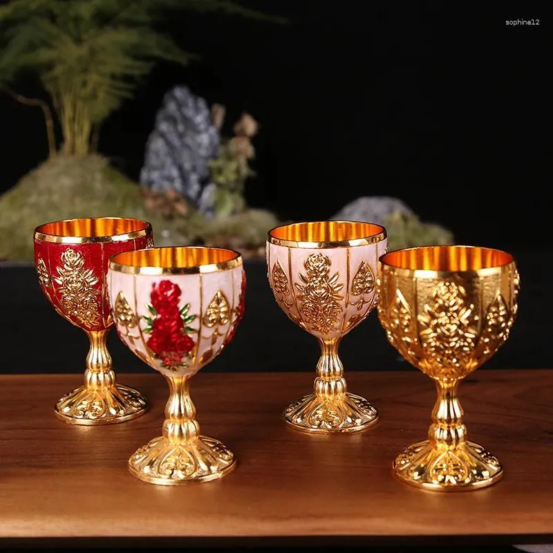 Wine Glasses 30ML Retro Creative Small Beverage Cup Gold European Style Home Bar