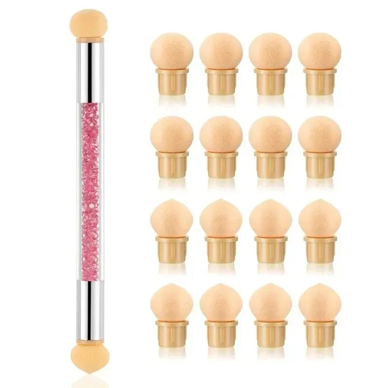 Têtes éponges à tête tranchante Remplacement de nail art gel polonais gradient brosse brosse paillette en poudre