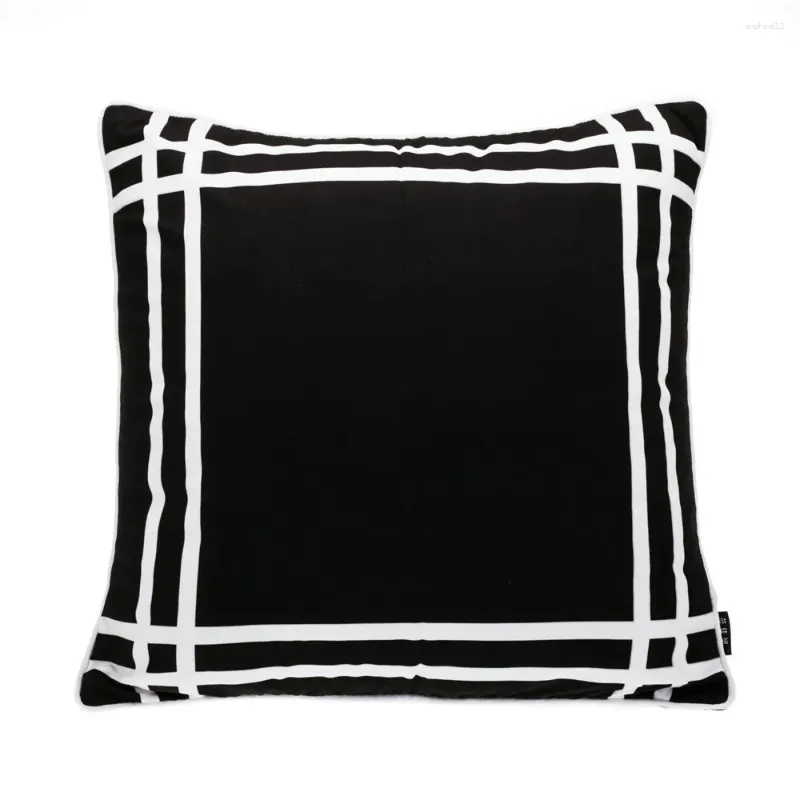 Tampa da xadrez de travesseiros 45 45 cm de capa de arremesso geométrico em decoração decorativa em preto e branco
