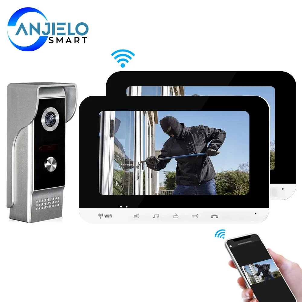 Sonnette de porte WiFi Video Door Entry Interphone pour appartement WiFi Vidéo Téléphone Doyeron Home Security Protection WiFi Vidéo Interphone pour la maison