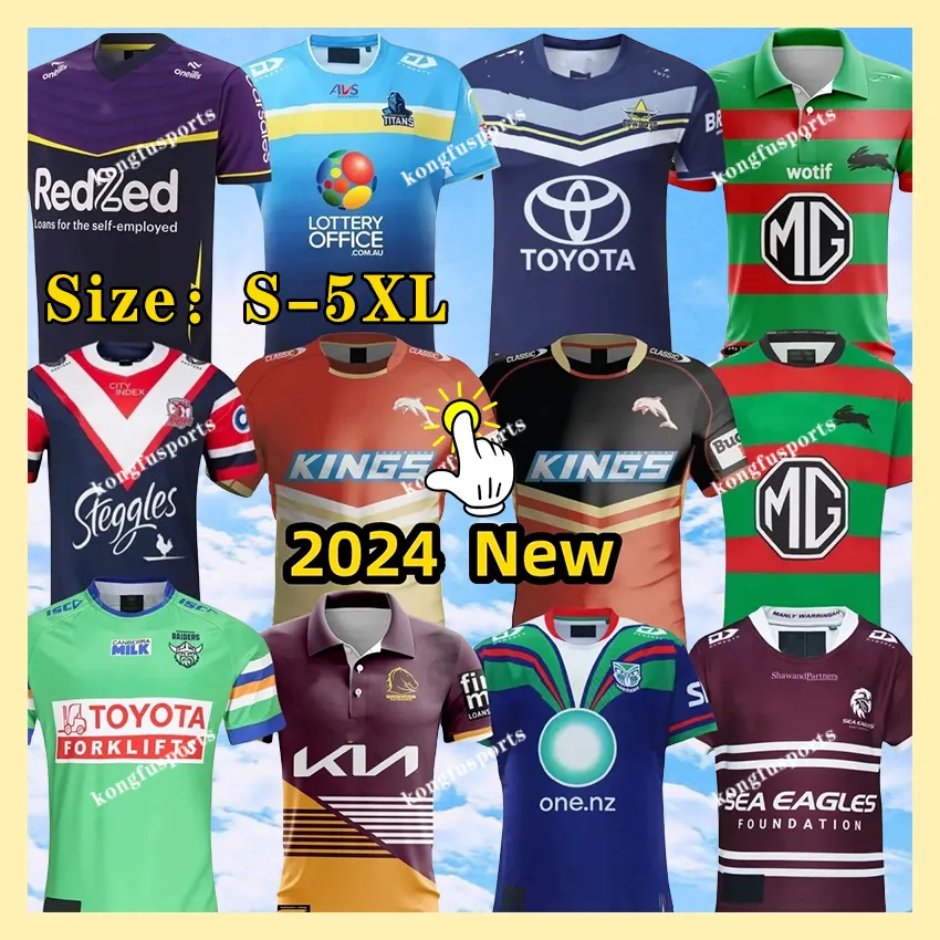 2024 NRL Dolphins Cowboys Rugby Jerseys Raiders Rabbit Broncos Gold Coast Warriors 2023 2024 Titans Eagles de mer Melbourne Storm Brisbane Home Shirts XXXL 4xl 5xl