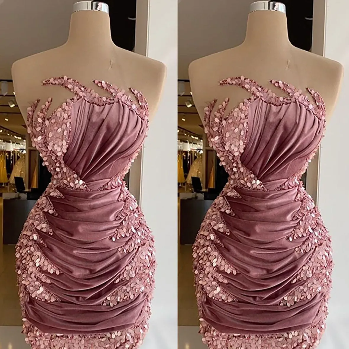 Jurken elegante strapless fluwelen cocktailjurken sexy pailletten mouwloze hermeermin formele jurk