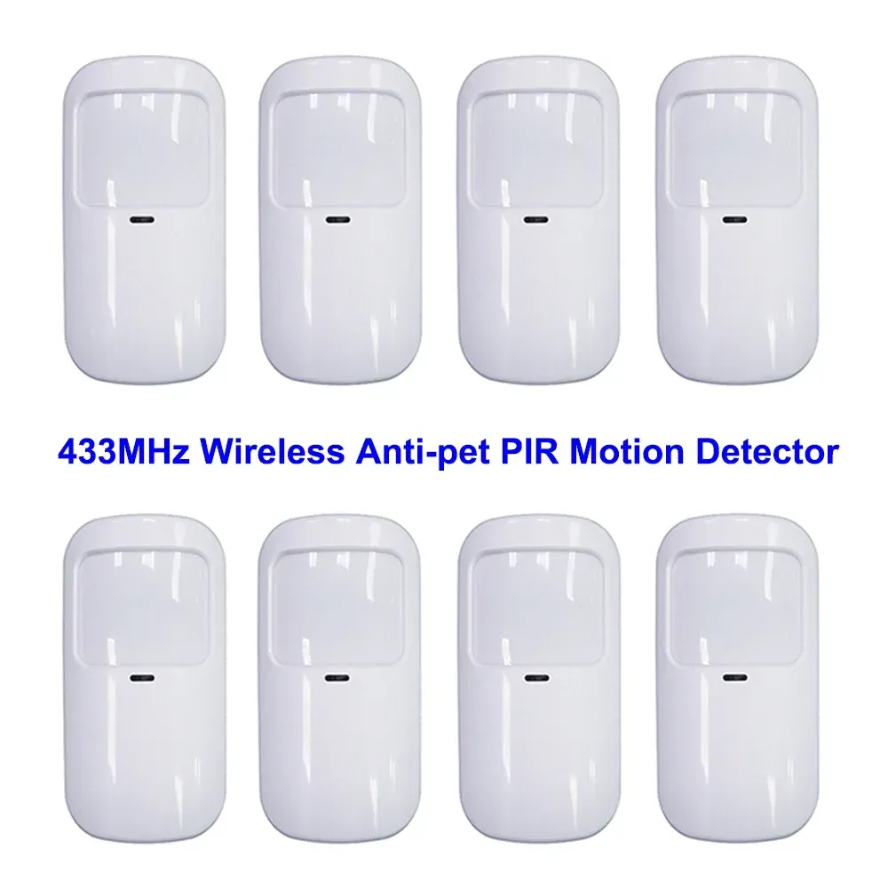 Detektor White Wireless 433MHz Infraröd detektor PIR Motion Alarm Sensor Smart Antipet för hemsäkerhetsvärd Tillbehör EV1527 Kod