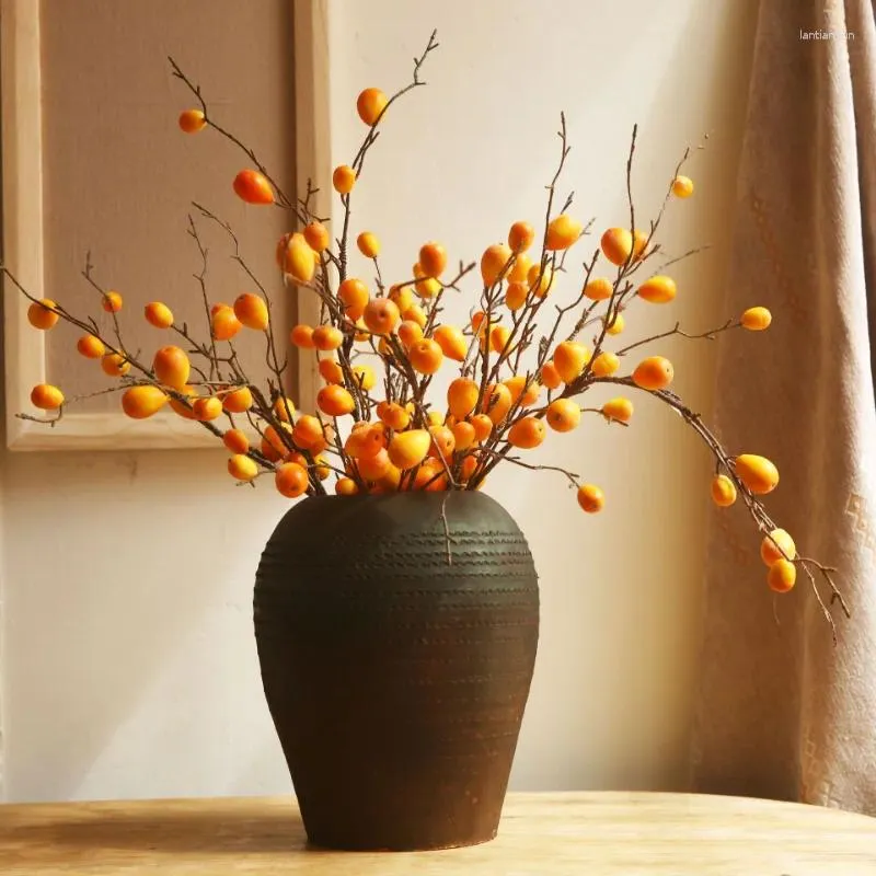 Dekorative Blumen 100 cm künstlicher Loquat Fruchtbranche Blumenschmuck Home Dekoration Accessoires Weihnachten