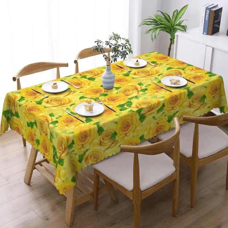 Tafel doek aquarel rozen tafelkleed gele bloemenprint buiten rechthoekige deksel tafelkleden grappig ontwerp voor feest