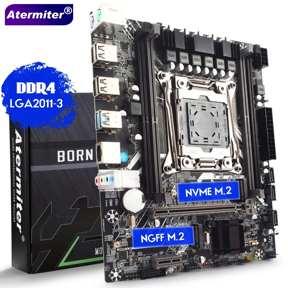 Motherboards Atermiter X99 D4 Motherboard Slot LGA20113 USB3.0 NVME M.2 SSD -Unterstützung DDR4 Reg ECC -Speicher und Inter Xeon E5 V4 V3 -Prozessor