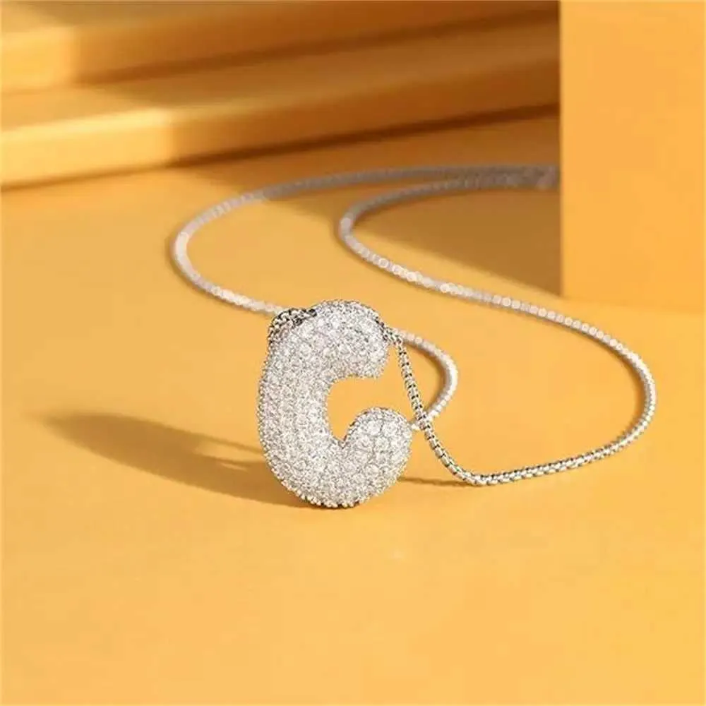 Custom 3D Rose Gold Bubble Letter Necklace, Puffy Initial Jewelry, CZ Alphabet Necklace, Balloon Letter Charm, Unique Gift, Bridesmaid Gift
