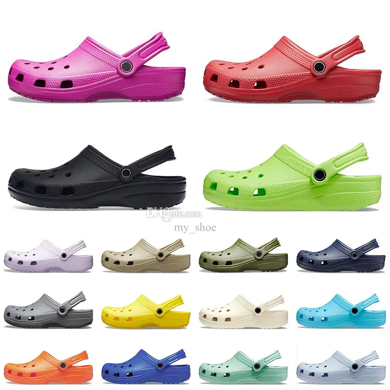 Livraison gratuite Croc Cloc Designer Sandales Men de femmes pour enfants glissades de glisseurs de plage plage classique triple blanc noir bleu vert rose rouge extérieur abricot chaussures imperméables