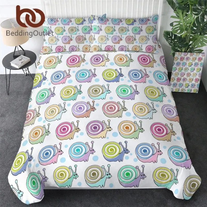 Beddengoed sets beddingoutlet slakken kinderen set kawaii slaapkamer dekbedovertrek cartoon dekbed kleurrijke insecten insecten spread king 3pcs