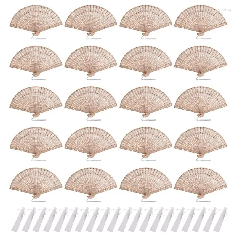 Decorative Figurines 20 Sets Wooden Folding Fan Favors With Gift Bags And Thank You Tag Tassels