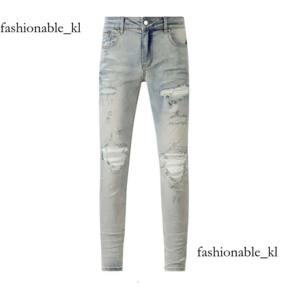 Amirie Amirir Man JeansデザイナーJean Purple Jeansブランドスキニースリムフィットラグジュアリーホールリッピングバイカーパンツスキニーパンツデザイナースタックメンズレディーントレンドズボン465