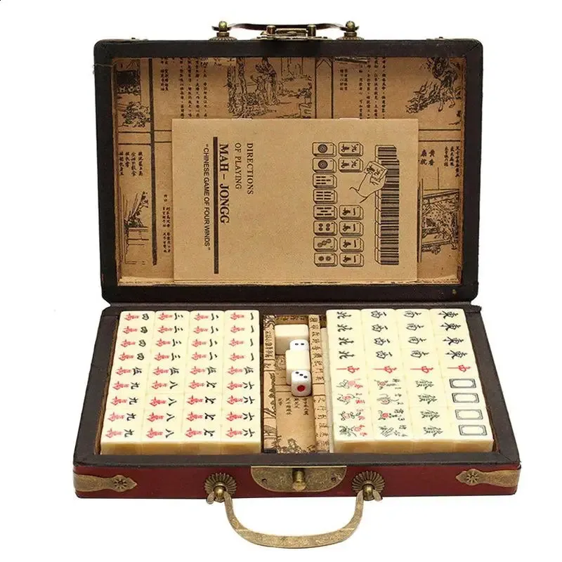 Set De Mahjong Mini EIMZU - Jeu De Plateau Traditionnel Chinois Avec 144 Pierres - Ensemble De Jeu De Table Portable