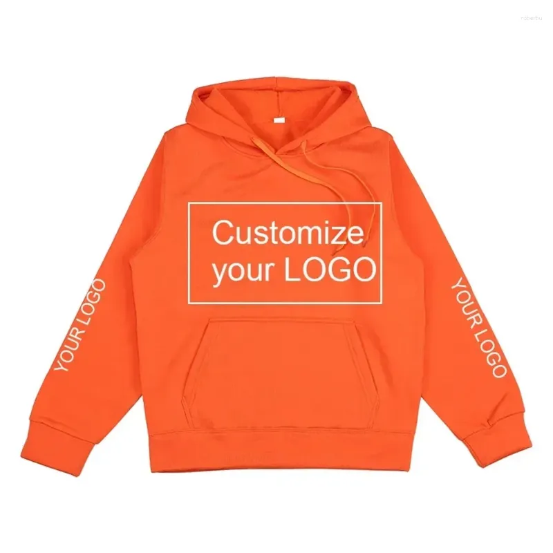 Men's Hoodies Fashion Brand Customized Logo Men/Women Hoodie 2024 Autumn/Winter Plush Thickened Casual Hooded Sweater Solid Color Sweatshirt