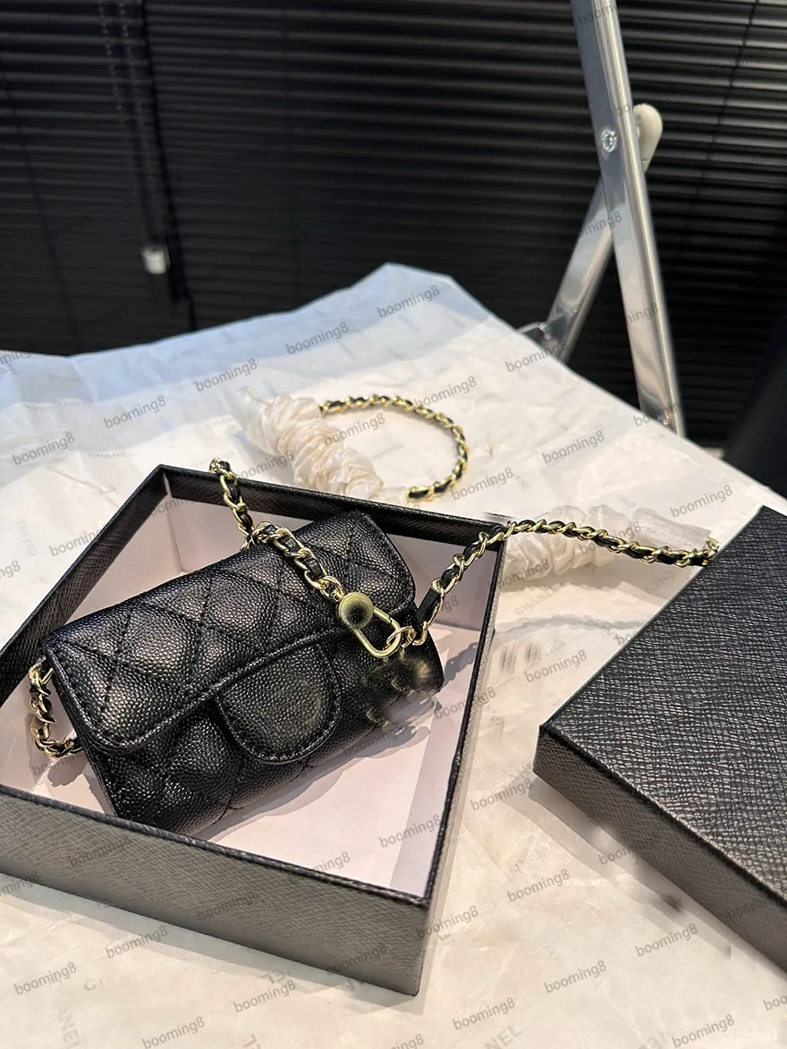 Designer sacs mini noir hardware de ouro rosa femme sling clássico FLAP Portefeuille Cross Body Petit Sac de Messager