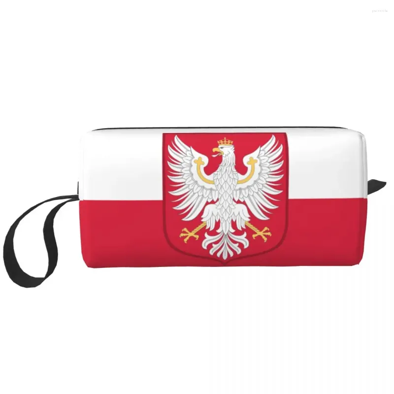 Bolsas de armazenamento Bolsa de maquiagem da bandeira do reino da Polônia para mulheres Organizador de cosméticos Kawaii higiene pessoal