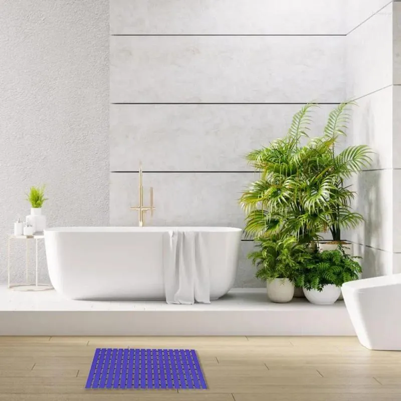 Tapetes de banho PVC Banheiro de banheiro chuveiro não deslizamento com orifícios de drenagem Banheira de borracha à prova d'água para proteção rápida do piso de secagem