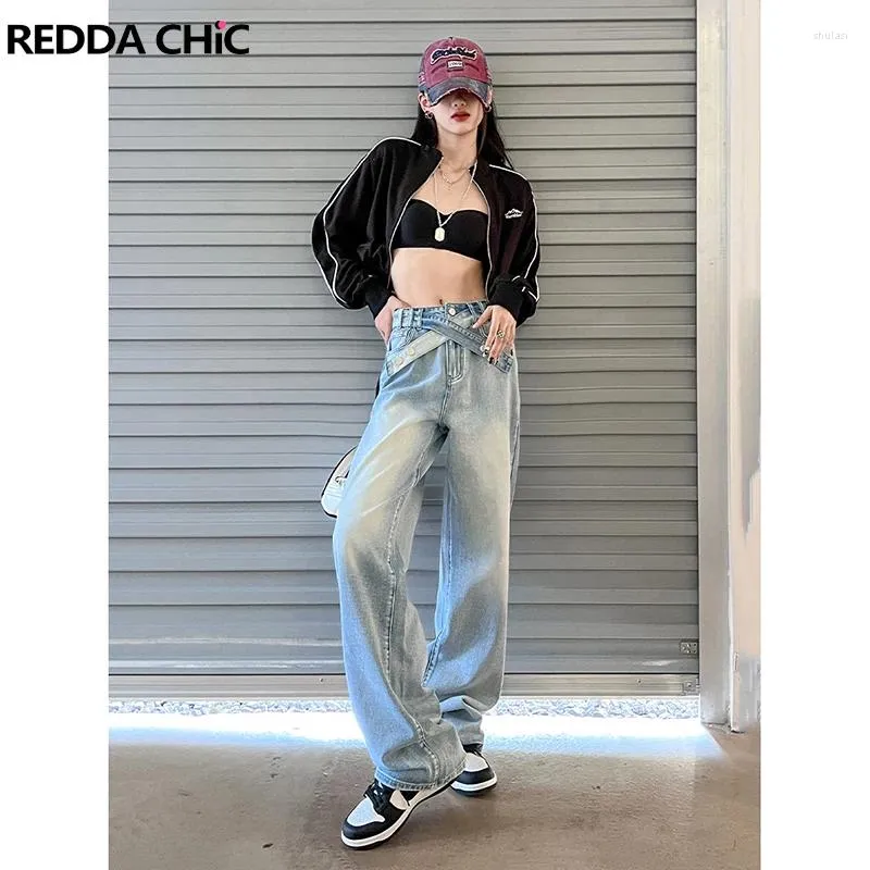 Frauen Jeans Reddachic Harem Hosen Frauen Baggy Straight Gürtel Y2K Übergroße koreanische Straßenweife Casual High Taille Ladies Hosen Trend