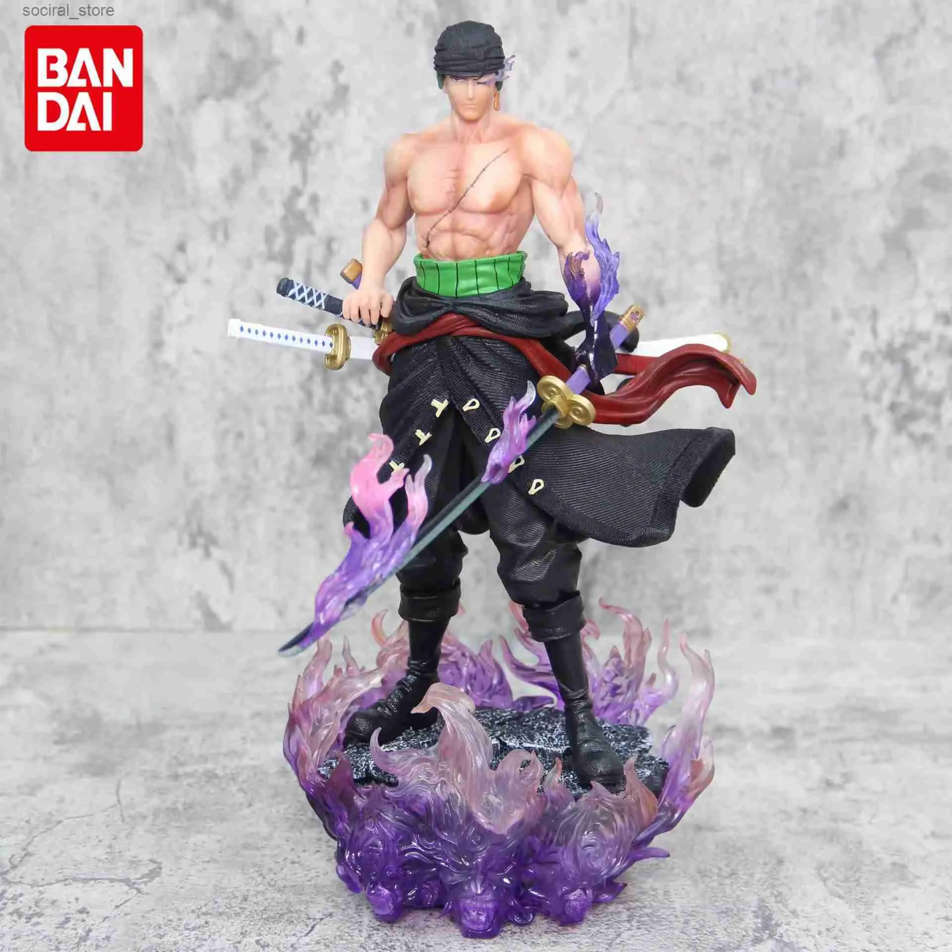 アクションおもちゃの数字33cmワンピースアニメフィギュアroronoa zoro figurine wano enma pvc statue collectible model onnament Toy Gifts L240402