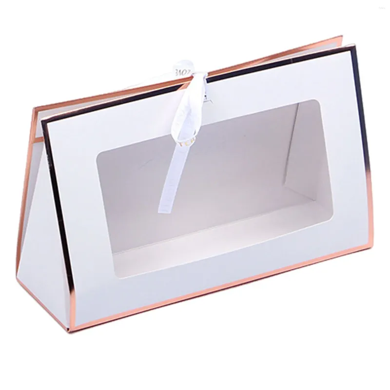 Present Wrap Rectangle Flower Boxar Väskor med plastvattentät bricka för bröllopsdagens dag