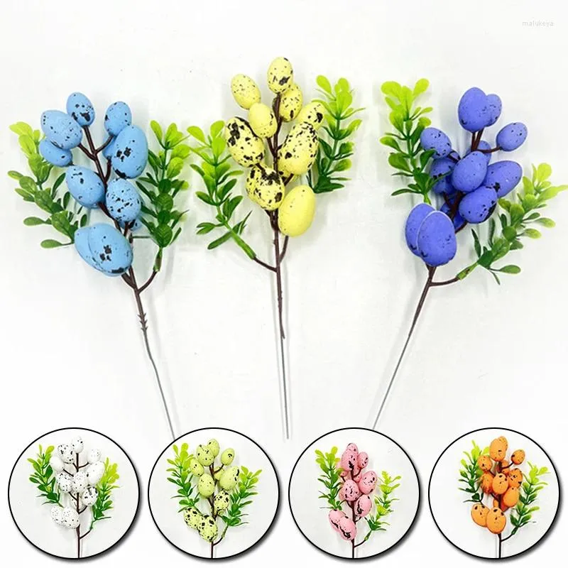 Decorative Flowers 1PC Easter Egg Tree Branch Colorful DIY Painting Flower Plant Decor Wedding Festival Party Supplies