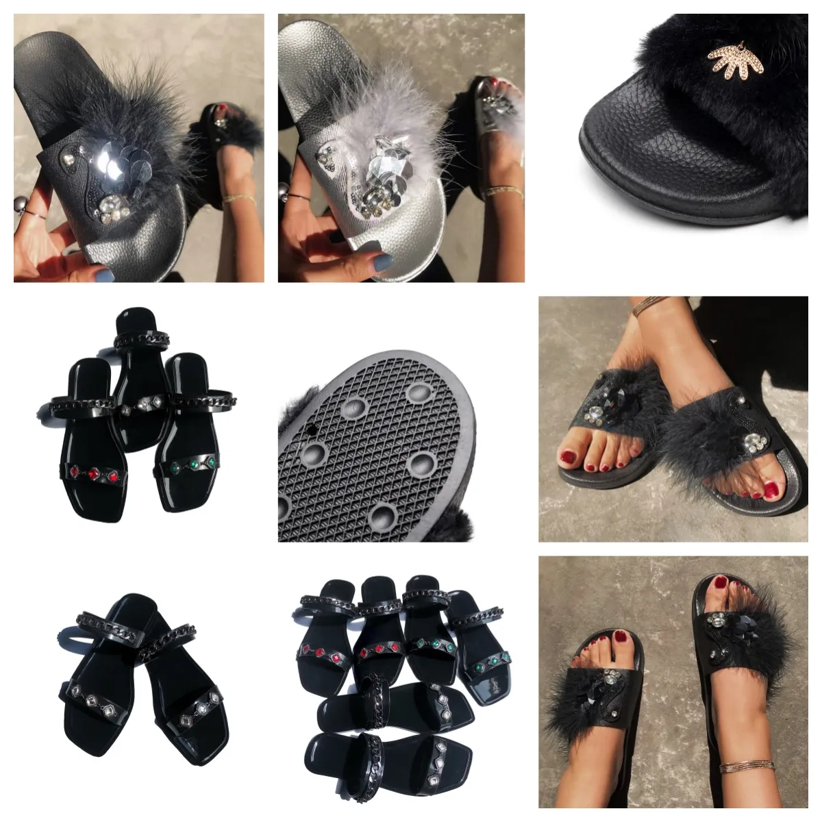 Designer Slide Woman Summer Ladies Beach Sandal Party Wedding Flat Slipper Shoe Fashion Sandal Man Woman Black Gai Storlek 36-41