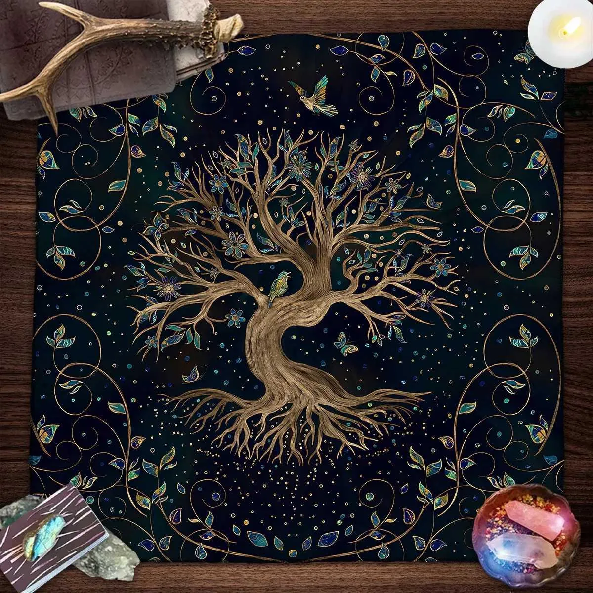 AOOOWER Altar Cloth Tarot Mat Table Cloth Square Alter Wiccan Spiritual Alter Cloth Life Tree