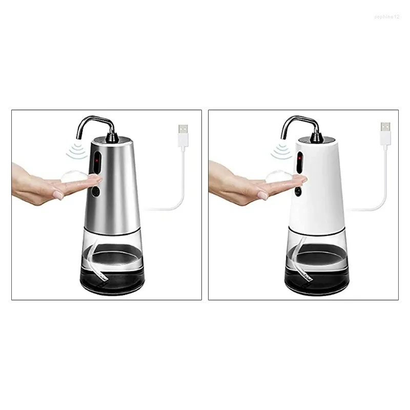 Dispensateur de savon liquide 250 Automatique avec lavage en mousse argentée / blanc sans contact