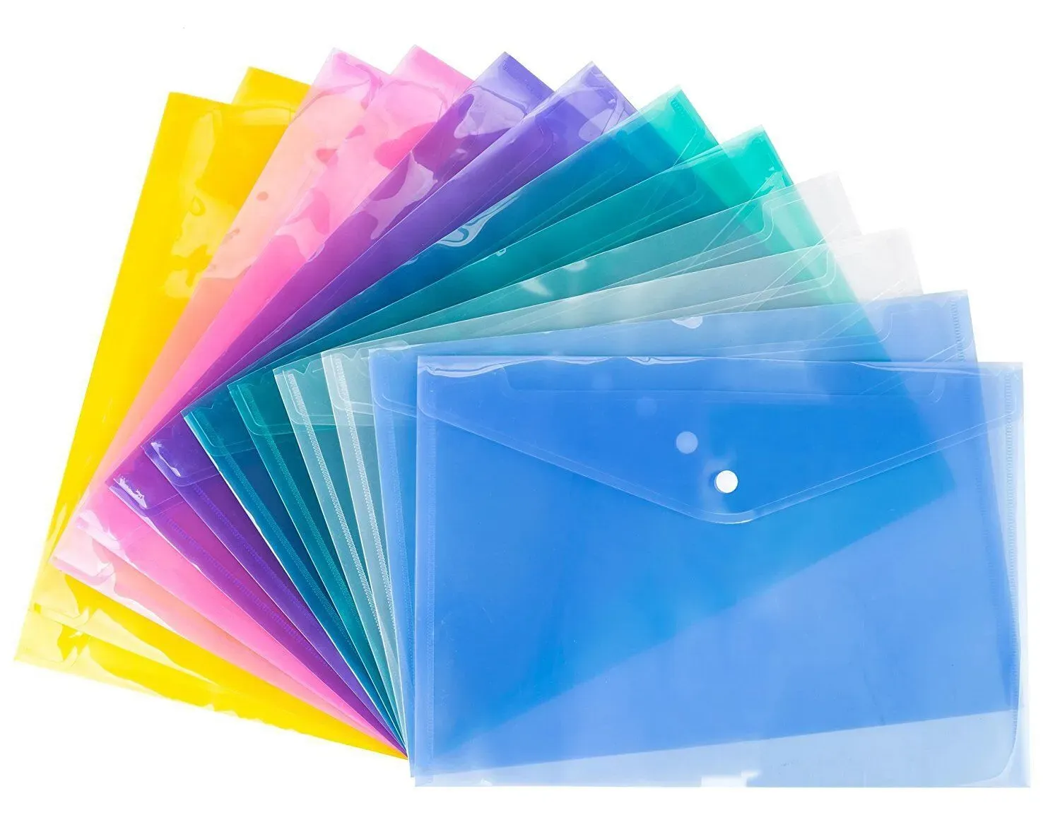 A4 Document File Bags with Snap Button transparent Filing Envelopes Plastic file paper Folders 18C
