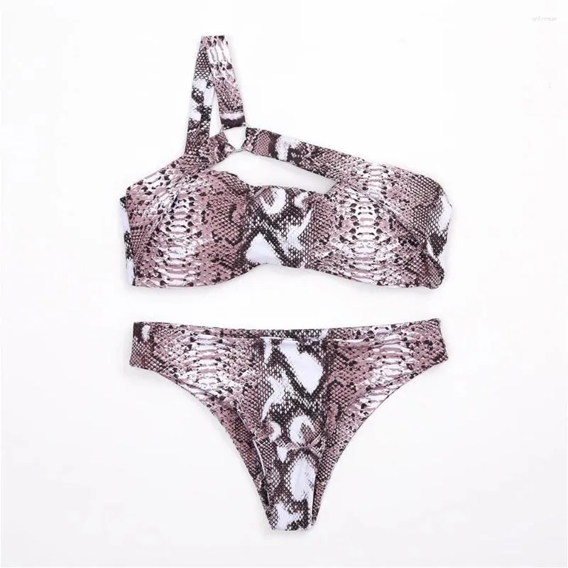 Sweetwwear Women Snake Print Bikini Bandage à une épaule Coupage Sexy Femmes Two Piece Bathing Bathing Costume Bikinis Thong Biquinis