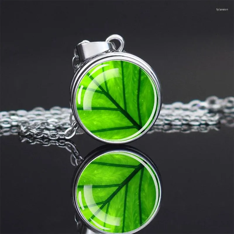 Pendant Necklaces Leaf Necklace Spherical Glass Natural Freshness And Extraordinary Texture